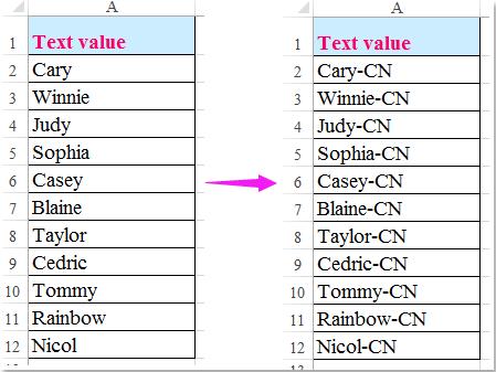 Hướng dẫn cách thêm văn bản vào đầu hoặc cuối các ô (cell) sử dụng công thức và mã VBA